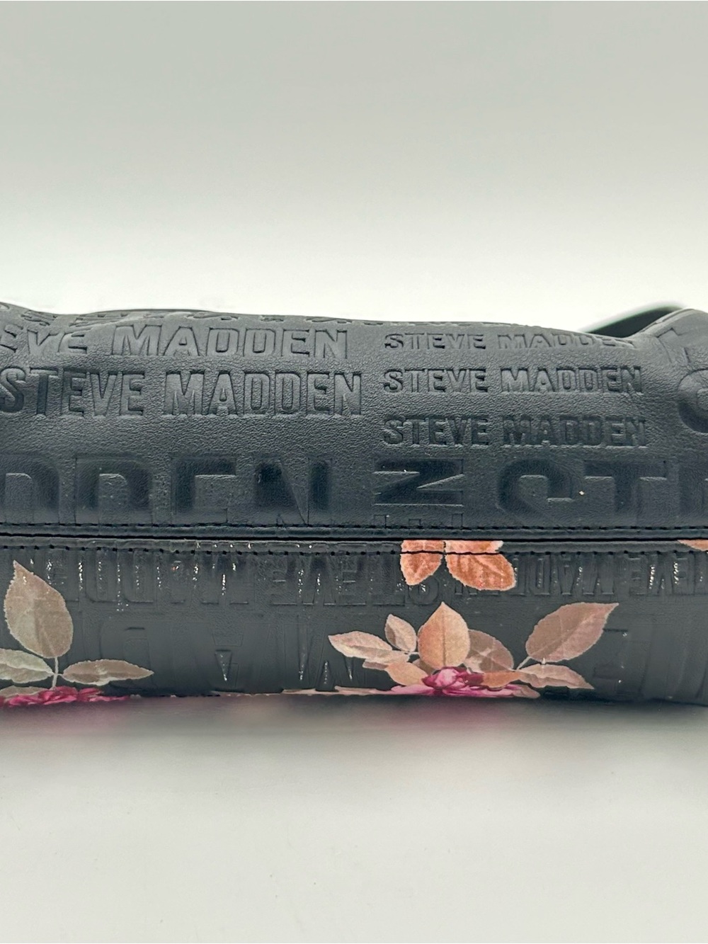 Steve Madden Black Floral Dome Satchel with Pink and Purple Blooms - Picture 8 of 16